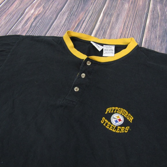 Vintage Pittsburgh Steelers Shirt Mens XL Black Yellow NFL Football 90s Tee Edge - Picture 3 of 7